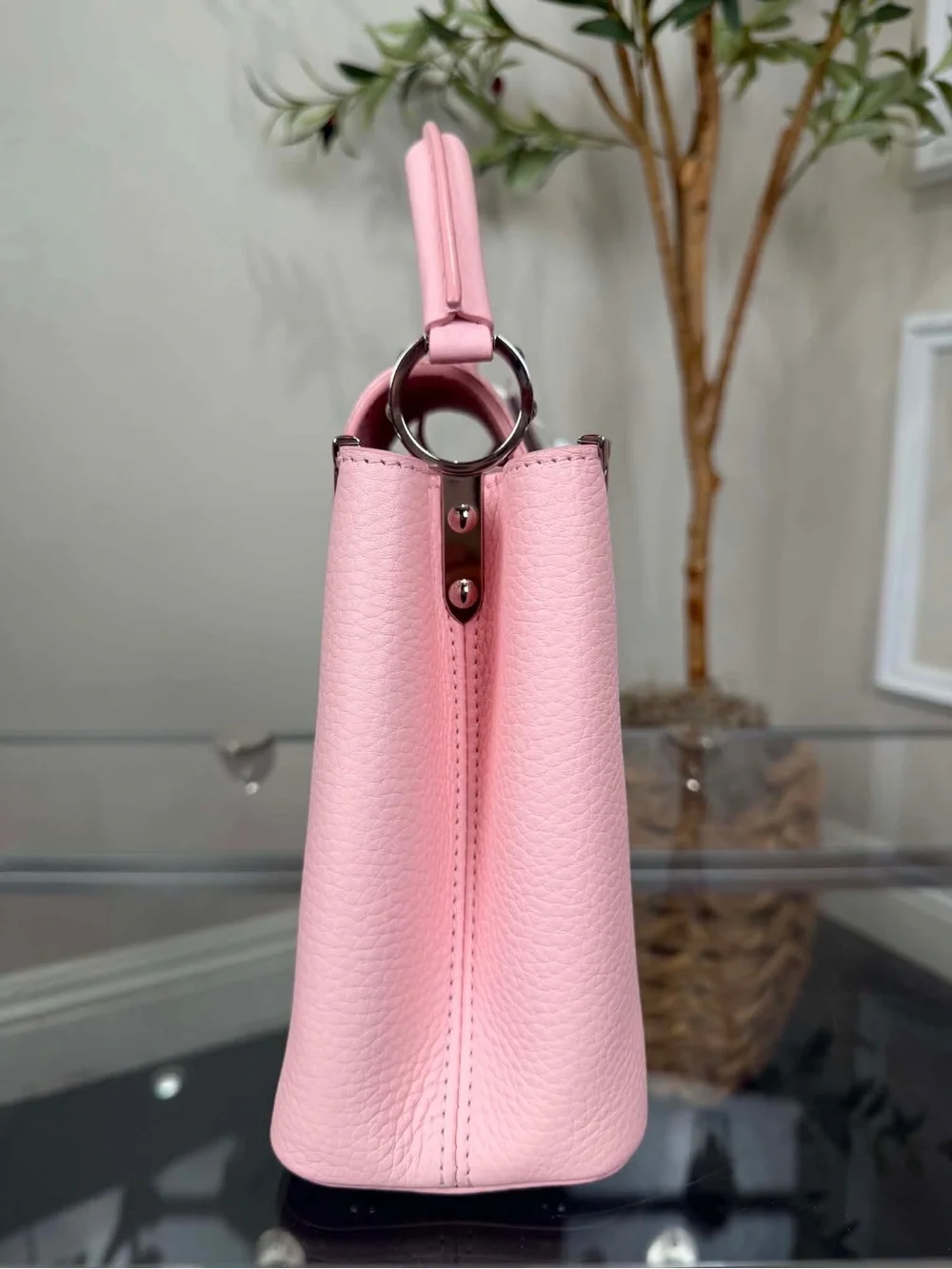 Louis Vuitton Pink Pebbled Leather Top-Handle Satchel